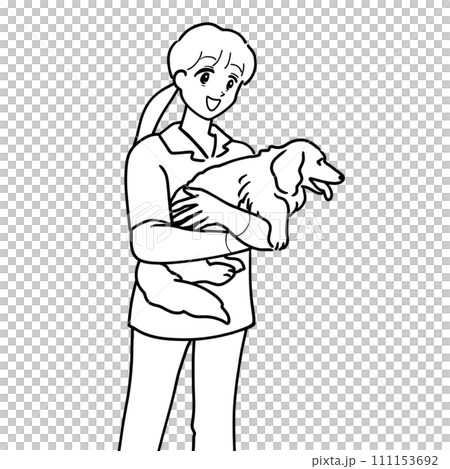 Veterinary hospital staff holding a dog Veterinary hospital staff holding a dog 111153692