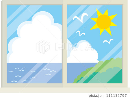 窓のイラスト_夏 111153797