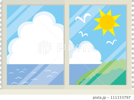 窓のイラスト_夏 111153797
