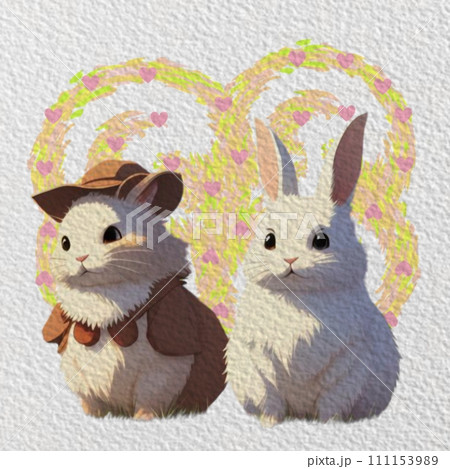 watercolor set with cute animals 111153989