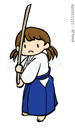 木刀を持つ女の子 木刀を持つ女の子 111154209
