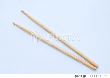 wooden drumstick isolated on white background, object for play drum 111154276
