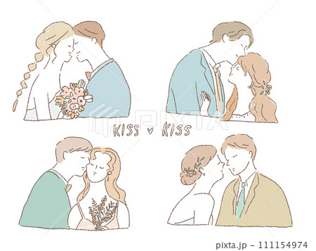 キスするカップル、新郎新婦、ウエディング 111154974