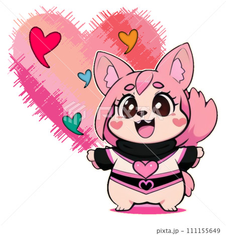 cute cat with heart cute cat with heart 111155649