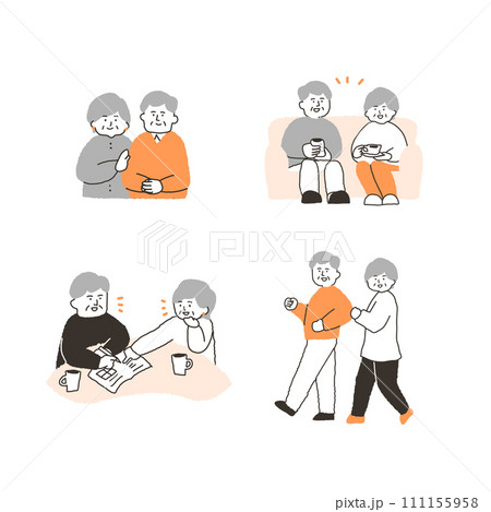 楽しく過ごす高齢夫婦 111155958