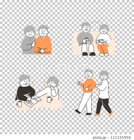 楽しく過ごす高齢夫婦 111155958