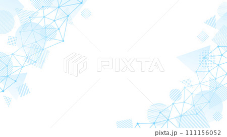 水色のポリゴンと丸三角四角の図形のフレーム 水色のポリゴンと丸三角四角の図形のフレーム 111156052