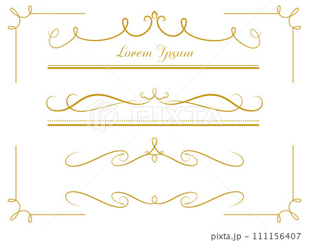 エレガントでクラシカルなフレームとアイコン・モチーフのセット 111156407