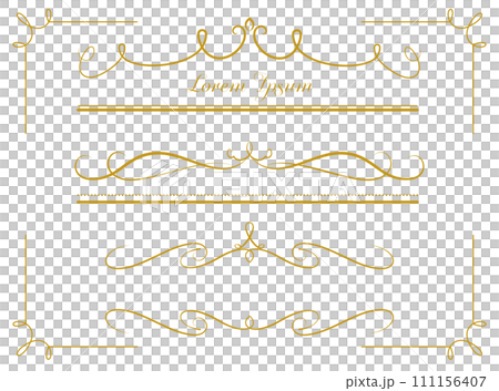 エレガントでクラシカルなフレームとアイコン・モチーフのセット 111156407