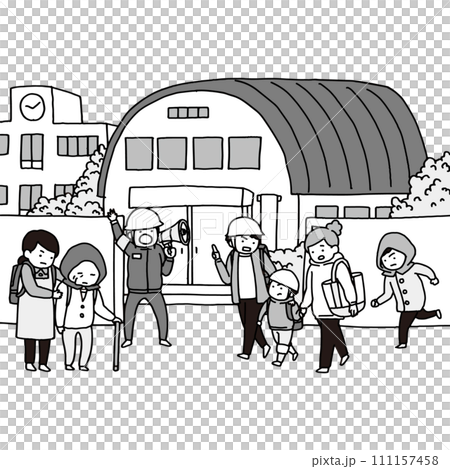 災難期間，一家人前往附近的學校疏散中心 111157458