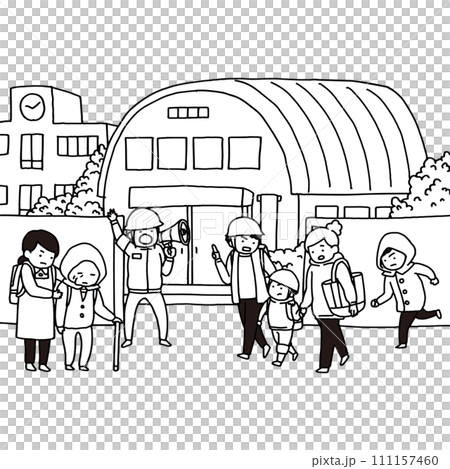 災難期間，一家人前往附近的學校疏散中心 111157460