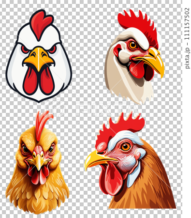 Simple chicken illustration set 111157502