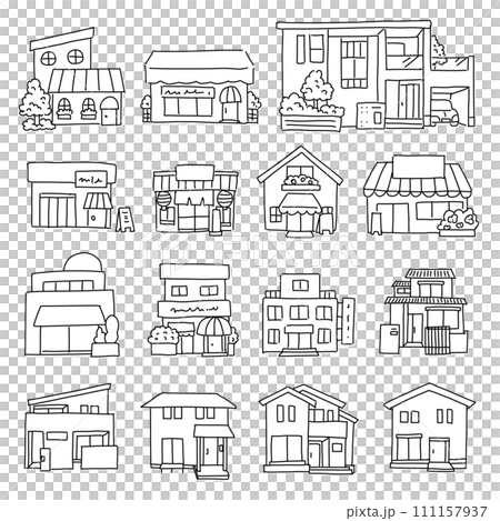 城鎮景觀集商店和房屋 111157937