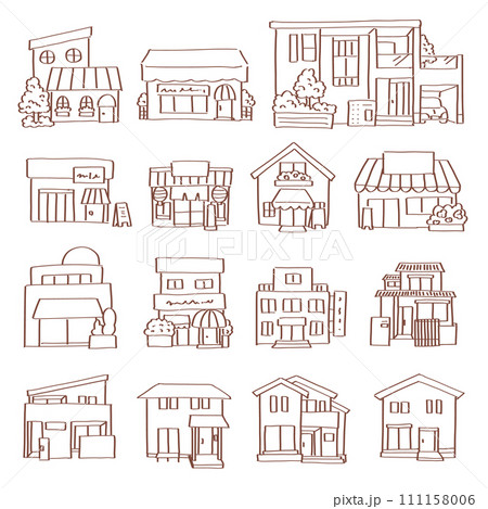 お店や家の町並みセット 111158006