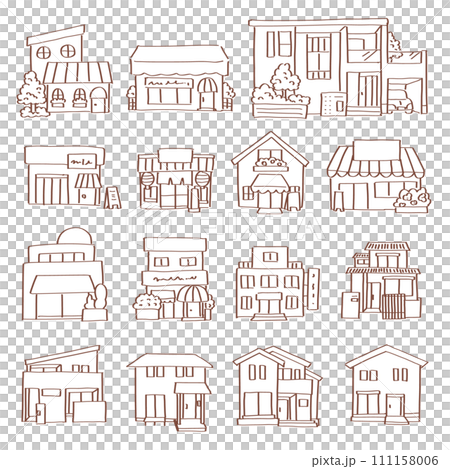 城鎮景觀集商店和房屋 111158006