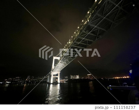 船から見る東京の夜景、レインボーブリッジ 船から見る東京の夜景、レインボーブリッジ 111158237