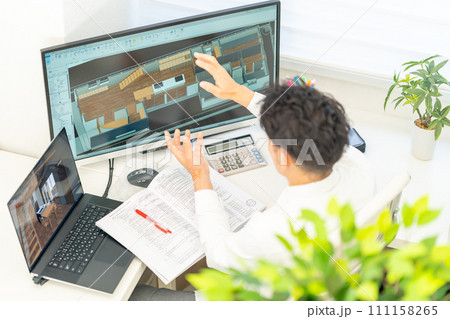三次元CAD 立体的 3DCG 建築設計 住宅 内観 1人 三次元CAD 立体的 3DCG 建築設計 住宅 内観 1人 111158265