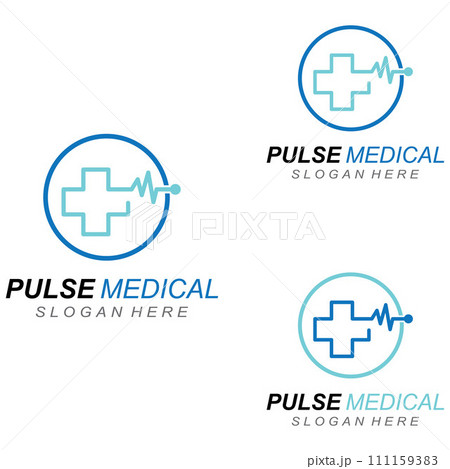 Pulse line or medical wave. Vector logo design concept illustration template 111159383
