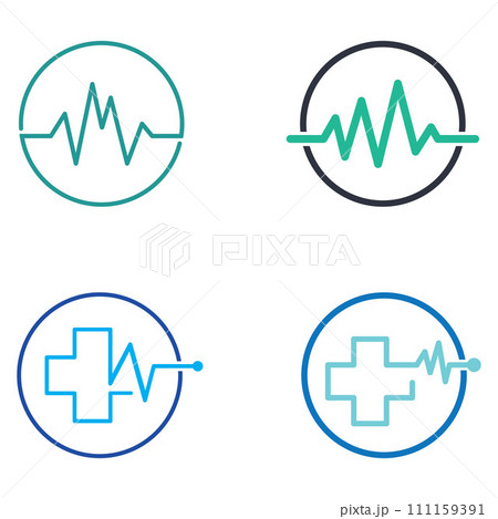 Pulse line or medical wave. Vector logo design concept illustration template 111159391
