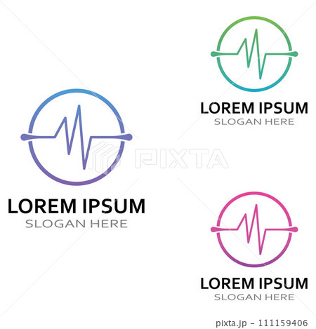 Pulse line or medical wave. Vector logo design concept illustration template 111159406
