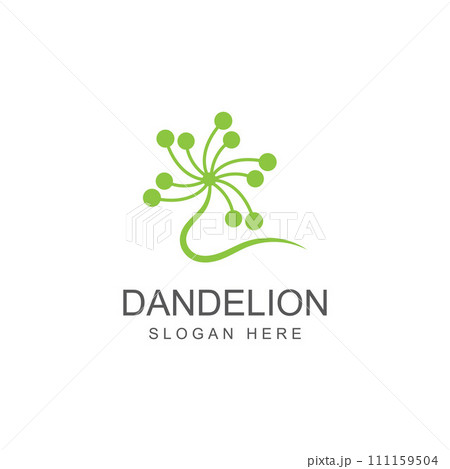 Dandelion flower logo and symbol design vector illustration template 111159504