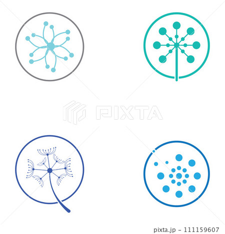Dandelion flower logo and symbol design vector illustration template 111159607
