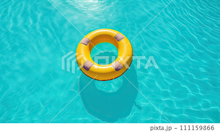 Yellow pool float. Generative AI 111159866