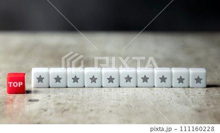 A row of small cubes with the top text and star symbol A row of small cubes with the top text and star symbol 111160228