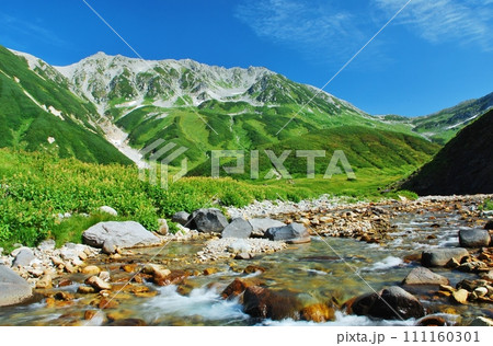 絶景の北アルプス 立山連峰 夏景色 絶景の北アルプス 立山連峰 夏景色 111160301