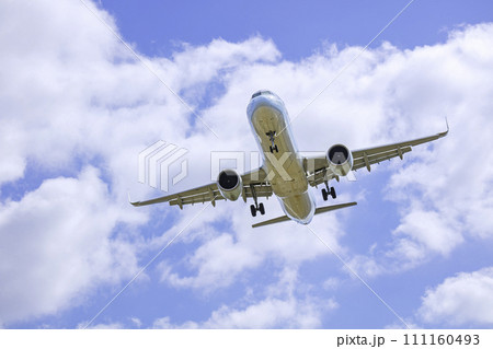 着陸する飛行機　エアバス　A321 111160493