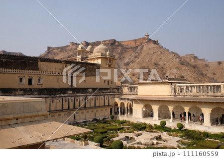 Beautiful gardens in Amber Fort, Jaipur, Rajasthan, India Beautiful gardens in Amber Fort, Jaipur, Rajasthan, India 111160559