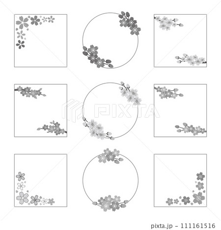 桜のフレーム イラスト デザイン セット 桜のフレーム イラスト デザイン セット 111161516