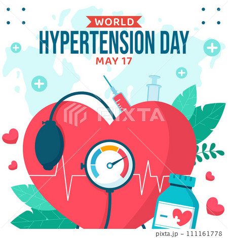 Hypertension Day Social Media Illustration Flat Cartoon Hand Drawn Templates Background 111161778