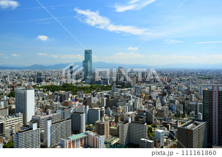 大阪市難波から見た天王寺方面の街並み　俯瞰 111161860