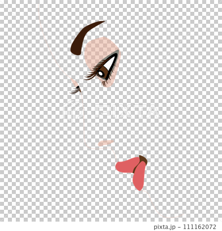 Parts model illustration. Illustration of a woman's face without contour lines, dark makeup version 20. 111162072
