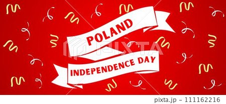 Poland national day banner for independence day anniversary. Flag of poland and modern geometric retro abstract design Poland national day banner for independence day anniversary. Flag of poland and modern geometric retro abstract design 111162216