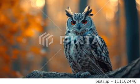 Eagle Owl Perched in Forest Eagle Owl Perched in Forest 111162446