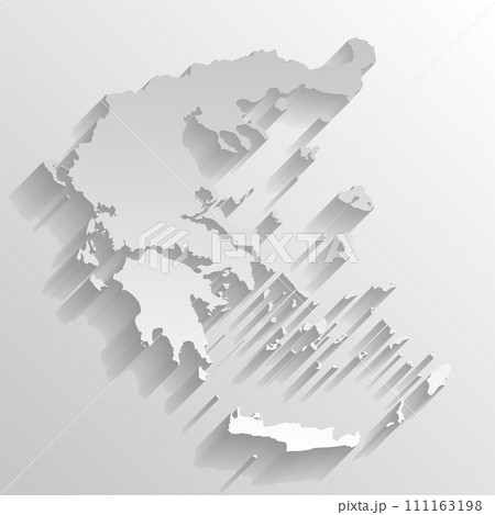 Greece country silhouette. High detailed map. White country silhouette with dropped long shadow on beige background. 111163198
