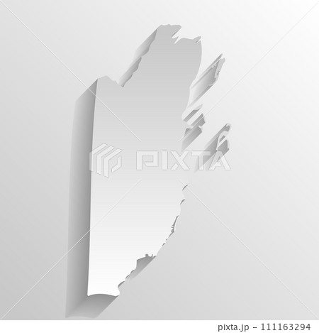 Belize country silhouette. High detailed map. White country silhouette with dropped long shadow on beige background. 111163294