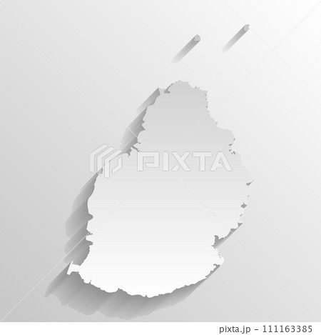 Mauritius country silhouette. High detailed map. White country silhouette with dropped long shadow on beige background. Mauritius country silhouette. High detailed map. White country silhouette with dropped long shadow on beige background. 111163385