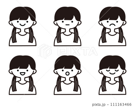 色々な表情の女の子のイラストセット 111163466