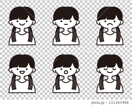 色々な表情の女の子のイラストセット 111163466