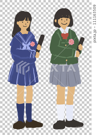 穿著水手製服和西裝外套的學生的畢業典禮插圖 111163509