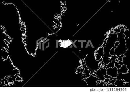 Iceland map europe black background Iceland map europe black background 111164505
