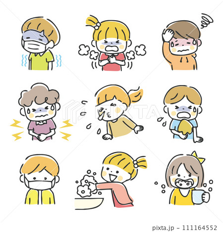 子供の病状と予防のイラスト 子供の病状と予防のイラスト 111164552