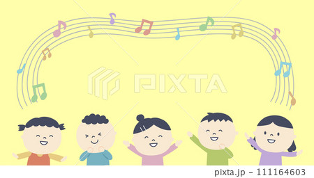 子供と音符のフレーム 111164603