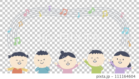 Children and musical notes frame 111164604