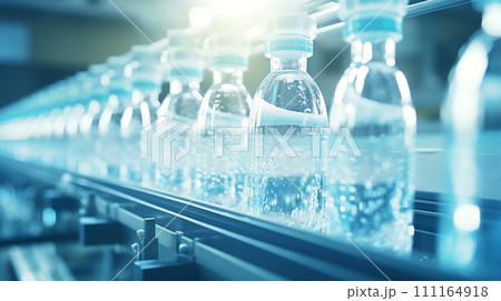 water bottling production line in factory. efficient operations management concept 111164918