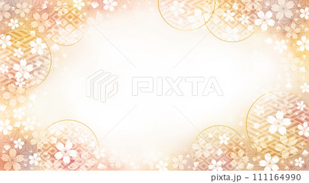 和風の桜の花の背景、黄色系 111164990