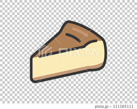 チーズケーキのアイコン（線画カラー）のイラスト 111165111
